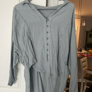 Free People Gray Striped Top